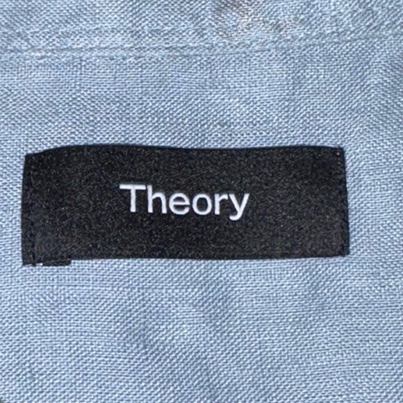 Theory Irving Shirt Mens XXL Blue Precise Linen Long Sleeve - Picture 6 of 10